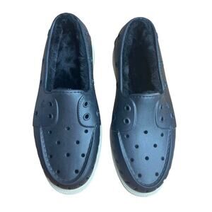 Sherry Float Black Slip On Boat Shoes Faux Fur Lined Women’s Size 8